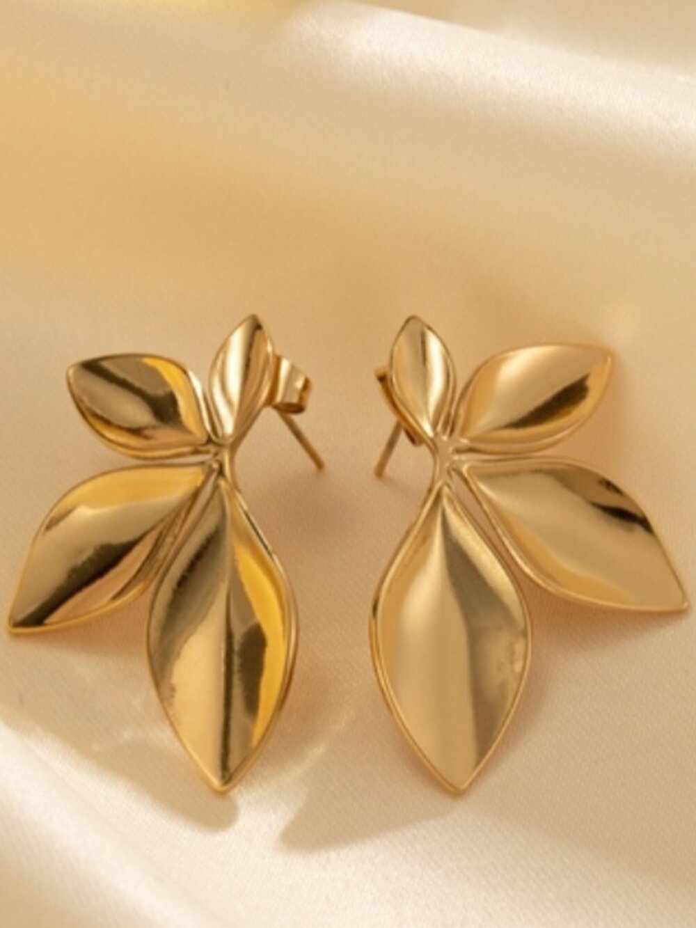 Gold Plated Stainless Steel leaf Petal studs